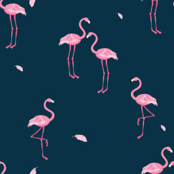 Regenjackenstoff leicht Flamingos - dunkelblau