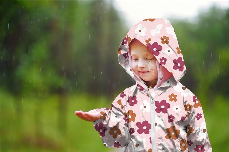 Regenjackenstoff leichtbunte Blüten - hellkaltpink