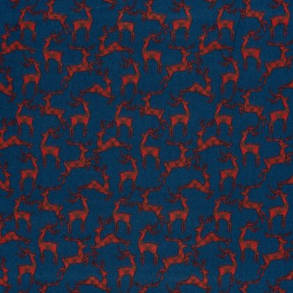 Baumwollflanell karierte Hirsche - blau/rot