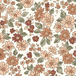 Baumwolljersey Digital Herbstblumen - creme