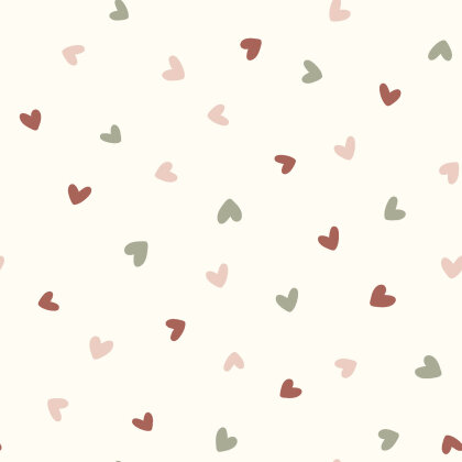 Stretch Frottee bunte Herzen - creme