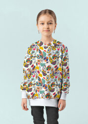 Wintersweat Digital bunte Federn - weiss