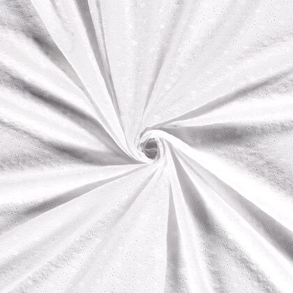 Baumwollvoile Bestickt Blumenkreise - weiss