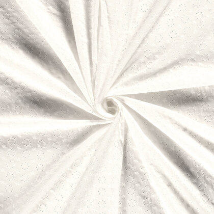 Baumwollvoile Bestickt Blumenkreise - creme
