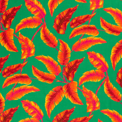 Viskose Popeline abstrakte Federblätter - grasgrün