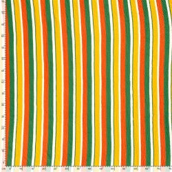 Viskosestoff bunte Blumenstreifen - grasgrün