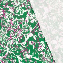 Viskose Jersey gezeichnete Blumen - maigrün