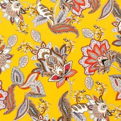 Viskose Jersey Paisley Blumen - senfgelb