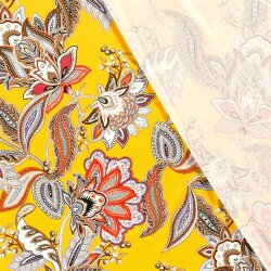 Viskose Jersey Paisley Blumen - senfgelb