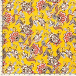 Viskose Jersey Paisley Blumen - senfgelb