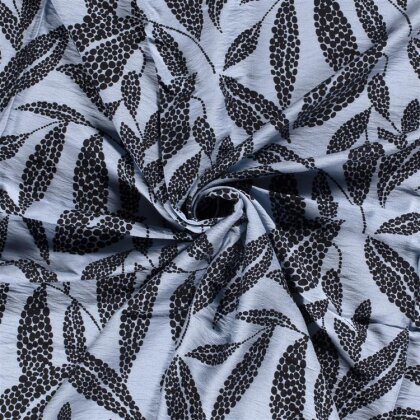 Viskose Nylon Crêpe getupfte Blätter - hellindigo