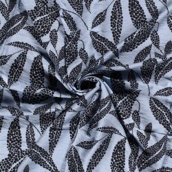 Viskose Nylon Crêpe getupfte Blätter - hellindigo
