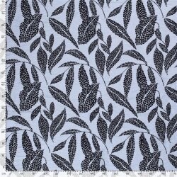 Viskose Nylon Crêpe getupfte Blätter - hellindigo