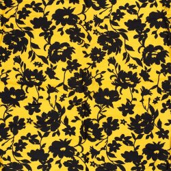 Viskose Nylon Crêpe getupfte Blätter - senfgelb