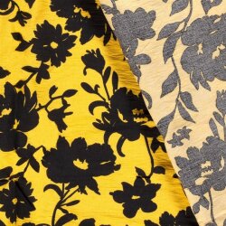 Viskose Nylon Crêpe getupfte Blätter - senfgelb