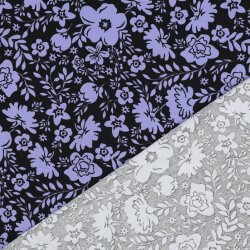 Baumwolljersey Blumen - schwarz