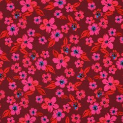 Baumwolljersey Digital Blumen - pink/rot