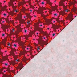 Baumwolljersey Digital Blumen - pink/rot