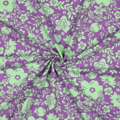 Baumwolljersey Blumen - lila