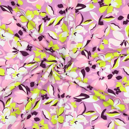 French Terry Blumen - pink / LIME