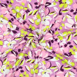 French Terry Blumen - pink / LIME