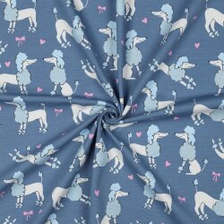 Baumwolljersey Glitzer Pudel - jeansblau