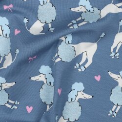 Baumwolljersey Glitzer Pudel - jeansblau