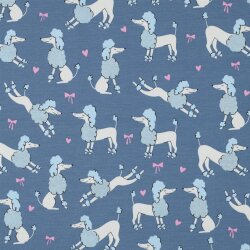 Baumwolljersey Glitzer Pudel - jeansblau