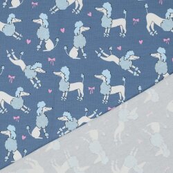Baumwolljersey Glitzer Pudel - jeansblau