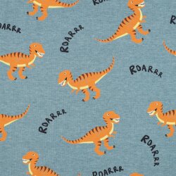 Baumwolljersey Dinos - rauchblau meliert