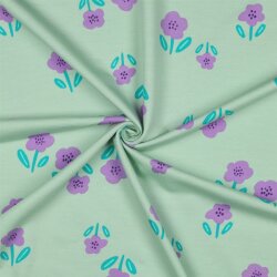 French Terry Blumen - mint