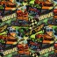 Baumwolljersey Digital bunte Rennwagen - orange