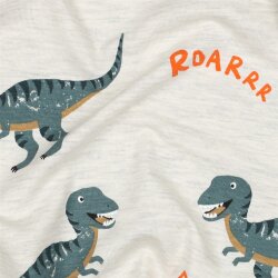 Baumwolljersey Dinos - creme meliert