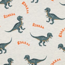 Baumwolljersey Dinos - creme meliert