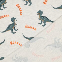 Baumwolljersey Dinos - creme meliert