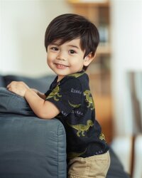 Baumwolljersey Dinos - creme meliert