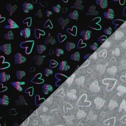 Baumwolljersey Digital Herzen - schwarz