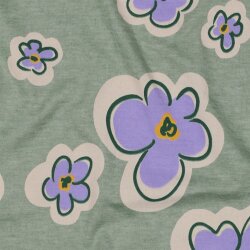 Baumwolljersey Blütenregen - altmint meliert