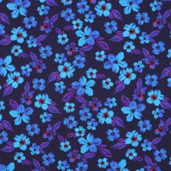 Baumwolljersey Digital Blumen - blau/lila