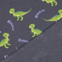 Baumwolljersey Dinos - indigo meliert