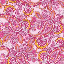 0,7 Meter - Baumwollpopeline verspieltes Paisley - hellpink