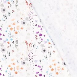 Interieurstoff  Digital Panama Aquarell Blumen - weiß