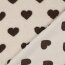 Teddystoff braune Herzen - creme