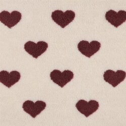 Teddystoff dunkellila Herzen - creme