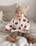 Teddystoff dunkellila Herzen - creme