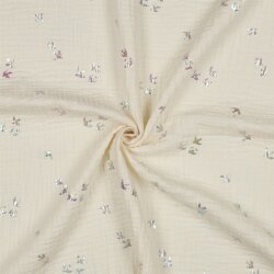 Musselin FOIL BIRDS - creme