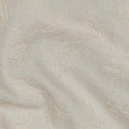 Leinen Viskose EMBROIDERY Blumen - NATURAL