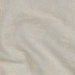 Leinen Viskose EMBROIDERY Blumen - NATURAL