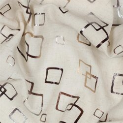 Leinen Viskose bronzene Quadrate  - creme