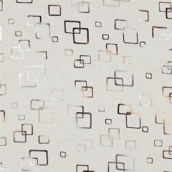 Leinen Viskose bronzene Quadrate  - creme
